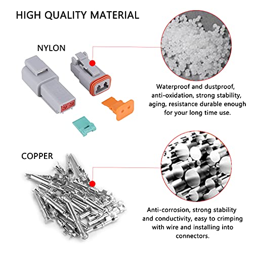 MUYI 10 Kit 2 Pin Way DT04-2P DT06-2S Waterproof Connector 13 Amps Continuous 14-18 AWG DT Series Connector - Image 4
