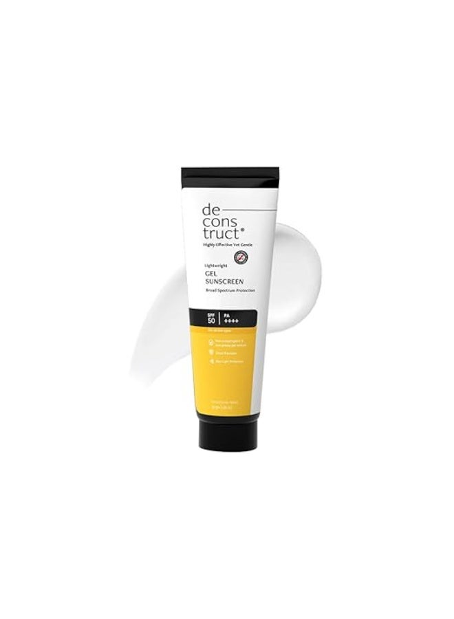 ديكونستركت واقي الشمس «ديكونستركت» للبشرة الدهنية، عامل الحماية من الشمس SPF 50 PA++++ | واقي شمس ثابت ضوئيًا بنسبة 100% | 4 مرشحات للأشعة فوق البنفسجية من الجيل الجديد | In-Vivo | خفيف الوزن، منعش، غير دهني | للبشرة الدهنية والمختلطة والعادية | للرجال والنساء 30 جرام - Image 1