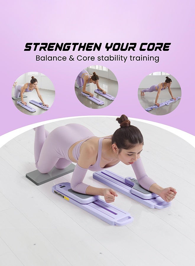 WALALLA Multifunctional Pilates Reformer Machine - Home Pilates Board with Smart Display (Reps/Calories/Timer) & Resistance Bands, Complete Women's Fitness Studio Set, Purple - Image 5