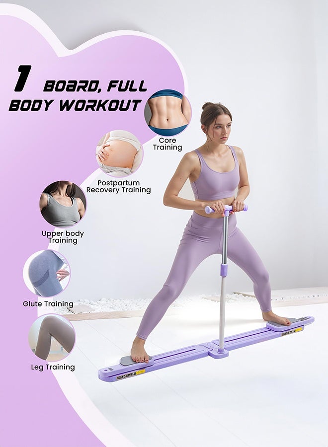 WALALLA Multifunctional Pilates Reformer Machine - Home Pilates Board with Smart Display (Reps/Calories/Timer) & Resistance Bands, Complete Women's Fitness Studio Set, Purple - Image 2