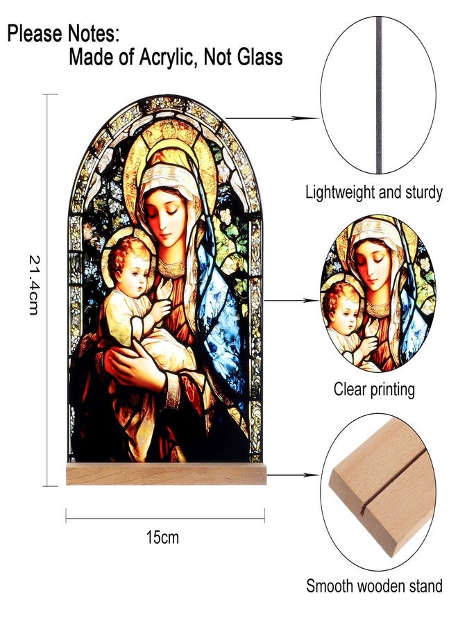 KOMI Madonna and Child Icon Virgin Mary Christ Jesus Catholic Ornament Statue Tabletop Decor Acrylic Standing Home Altar Decor Christian Gifts - Image 2