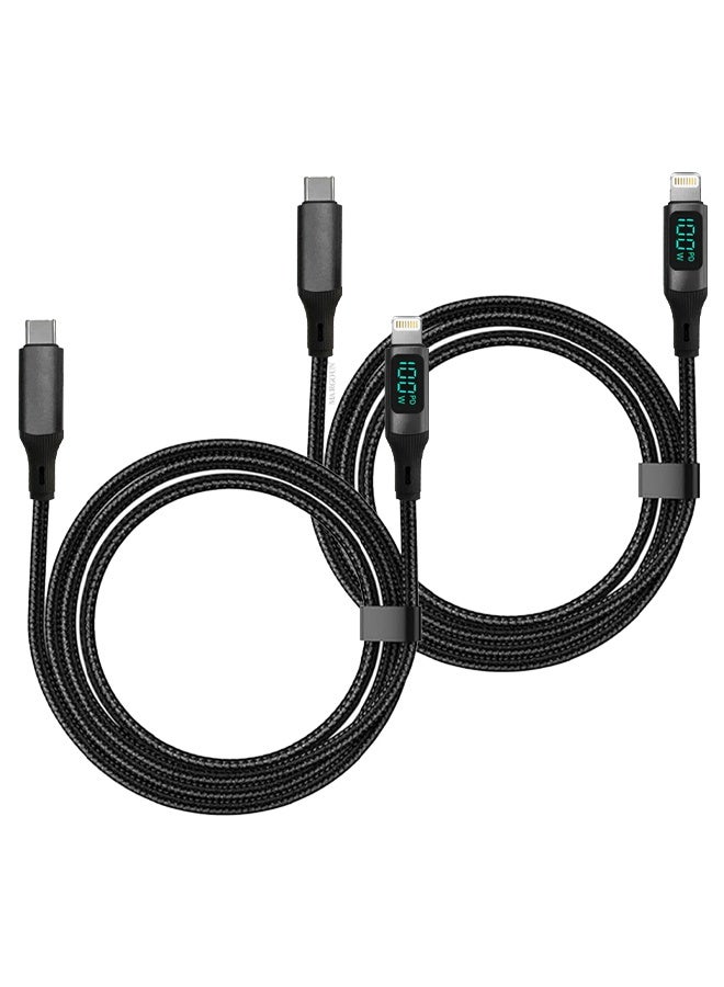 2Packs USB-C to Lightning Magnetic Charging Cable with Display (1M) - Smart PD Fast Charge, Real-Time Power Monitoring, Detachable Design - Image 1