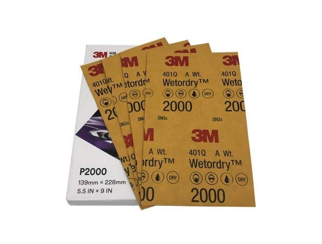 3M 401Q - ورقة صنفرة - 2000 حبيبة - 5.5 بوصة × 9 بوصة - عبوة من 3 أوراق