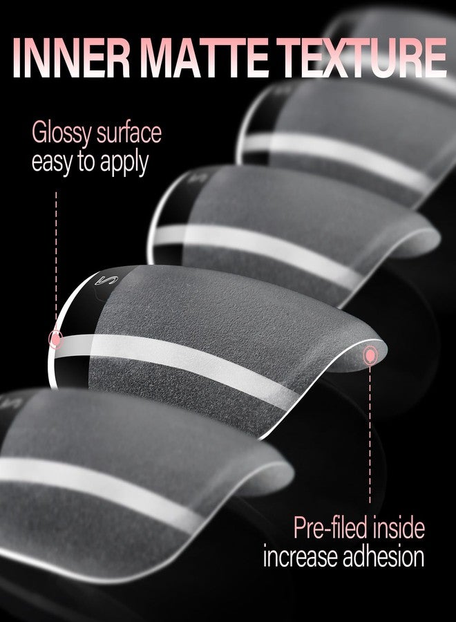 AILLSA Extra Short Square Nail Tips Full Cover Half Matte Nail Tips Clear Gelly Pre-Shaped Nails Tip Press On False Tip Extension for Home DIY Manicure Salon 216PCS 12 Sizes - Image 4
