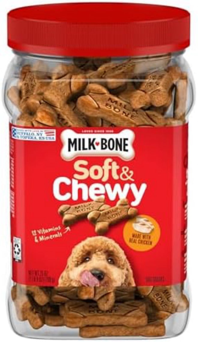 ميلك-بون حلوى كلاب Milk-Bone طراز الدجاج الطري والمطاطي، 25 أونصة (عبوة واحدة) - Image 1