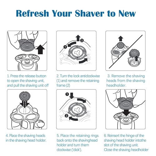 Gleway SH60 Replacement Head Blades Series 6000 Compatible with Philips 6000 Series Electric Shaver Razors Replacement Blades for Series 6000 Shaver Cleaning Brush for S6880/81 S6810/82 S6850/85 - Image 4