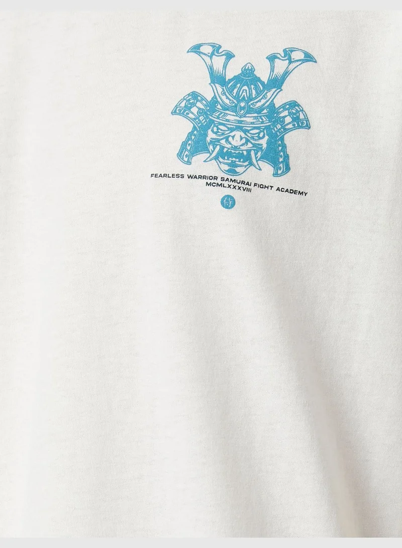 كوتون Oversized T-Shirt Far East Back Printed Crew Neck Short Sleeve