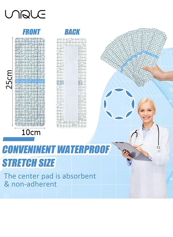 Unique C-Section complex Waterproof Bandages - 10*25cm Tummy Tuck Shower Protector Scar Covers - with Non Stick Center Pad - Large Wound Care Supplies (6PCS)  - Image 2