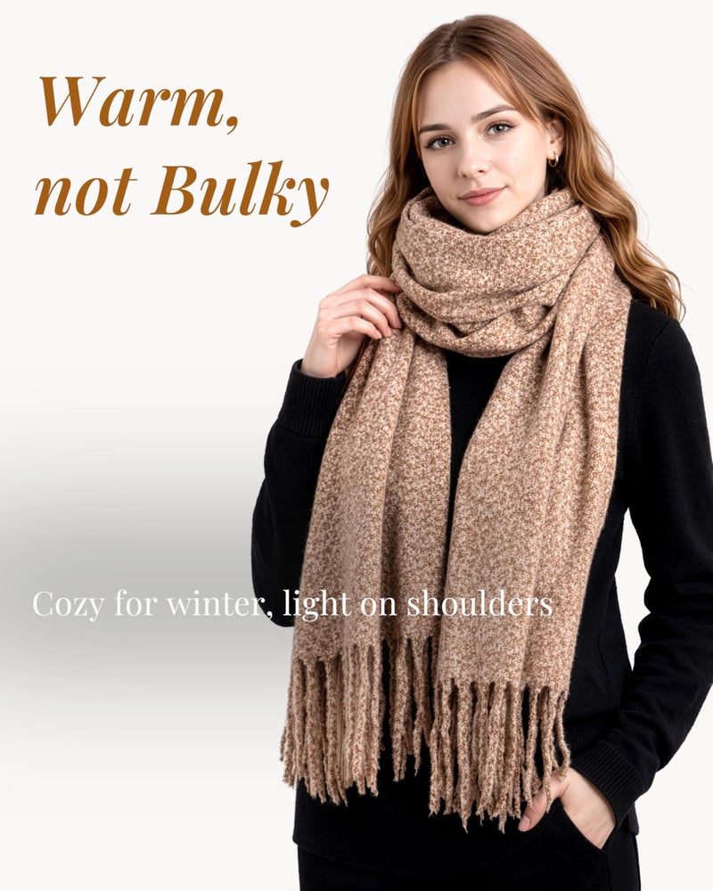 Achillea Warm Cashmere-Feel Winter Scarf â€“ Thick Shawl Wrap for Cold Weather, Blanket Scarf for Everyday Wear (Oatmeal) - Image 3