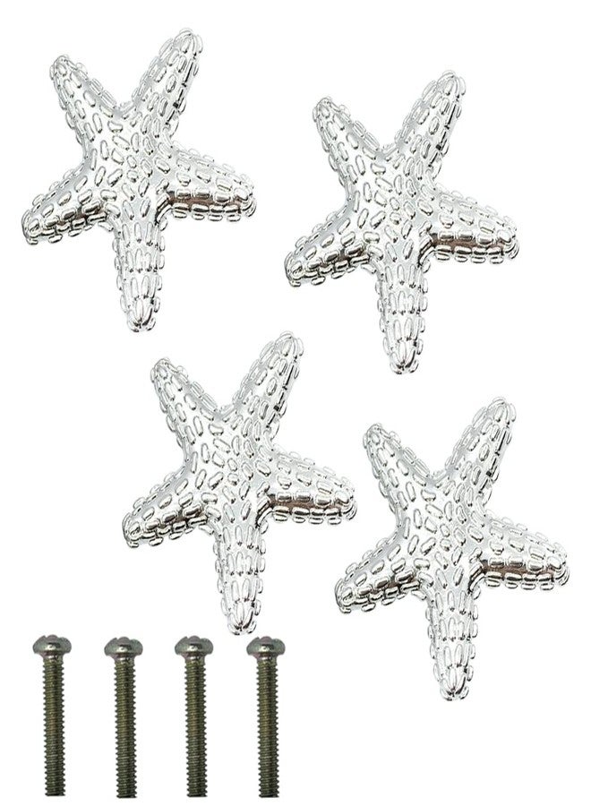 LLDYNW 4pcs Starfish Handles - Kitchen & Dresser Knobs, Right Angle, Cabinet & Drawer Pulls (Bright Silver) - Image 1