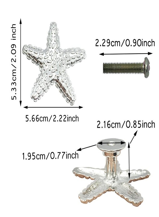 LLDYNW 4pcs Starfish Handles - Kitchen & Dresser Knobs, Right Angle, Cabinet & Drawer Pulls (Bright Silver) - Image 2
