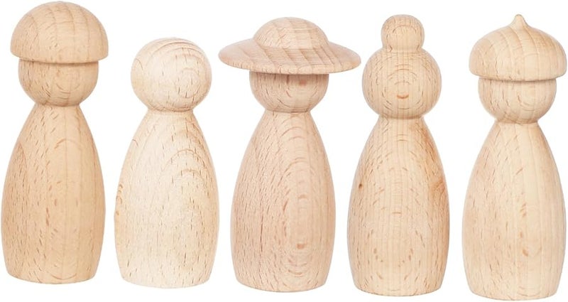 DIY Wooden Puppet Ornaments 5Pcs For Crafts Miniature Painting Home Decor Creative Play Smooth Surface - Image 1
