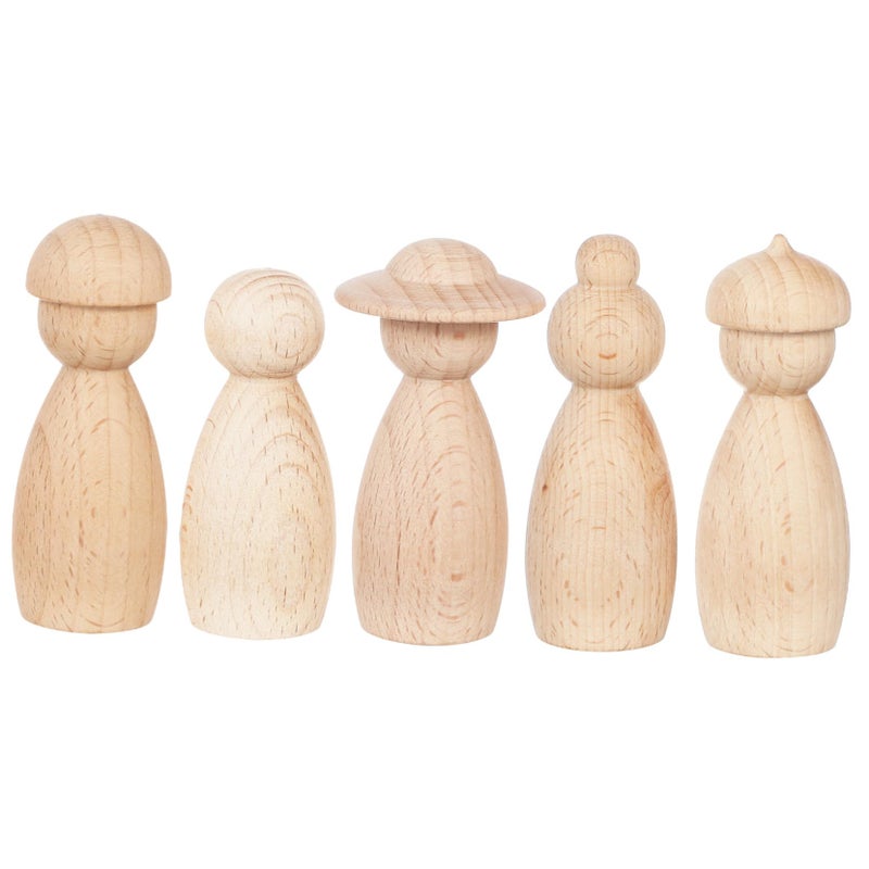 DIY Wooden Puppet Ornaments 5Pcs For Crafts Miniature Painting Home Decor Creative Play Smooth Surface - Image 2
