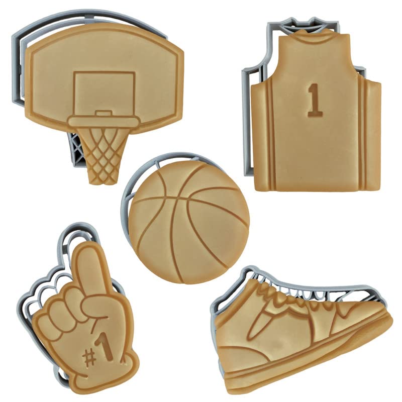 MOOSE GOODS Moose Goods Basketball Cookie Cutter Set of 5  Sports Shapes  Stamp Jersey  Sneaker Cookie Cutters 