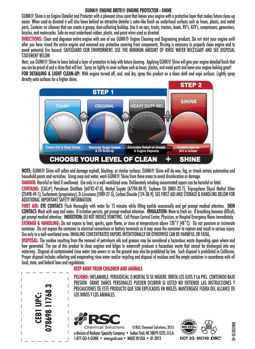 Gunk Gunk CEB1 Engine Shine Protector and Detailer, 15 Oz  - Image 2