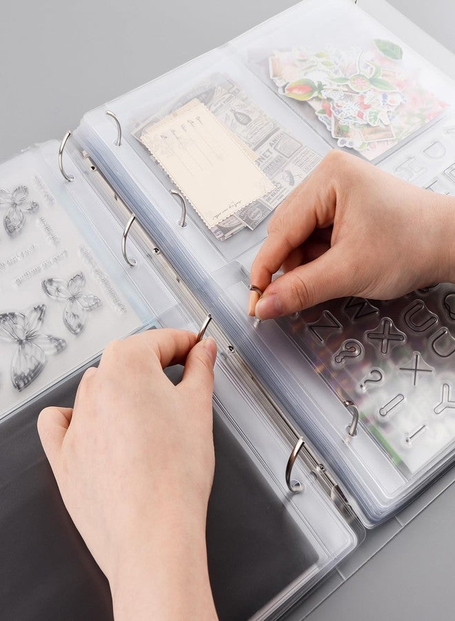 BAOFALI 5PCS A4 4 Ring Binder Cover Clean Transparent Soft PVC for Refillable Notebook Shell withMatte surfaceforStamp & Die Storage Overall Size（Folded) 27x32.8x4cm/ 10.6x12.9x1.6inch - Image 3
