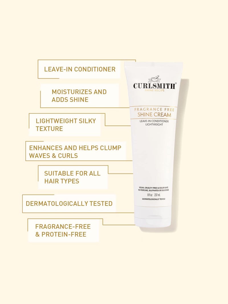 CURLSMITH - Shine Cream, Leave-In Conditioner, Moisturising, Sensitive, Fragrance Free for All Curl and Hair Types, Vegan (2 fl oz) Travel or Trial Size - Image 3