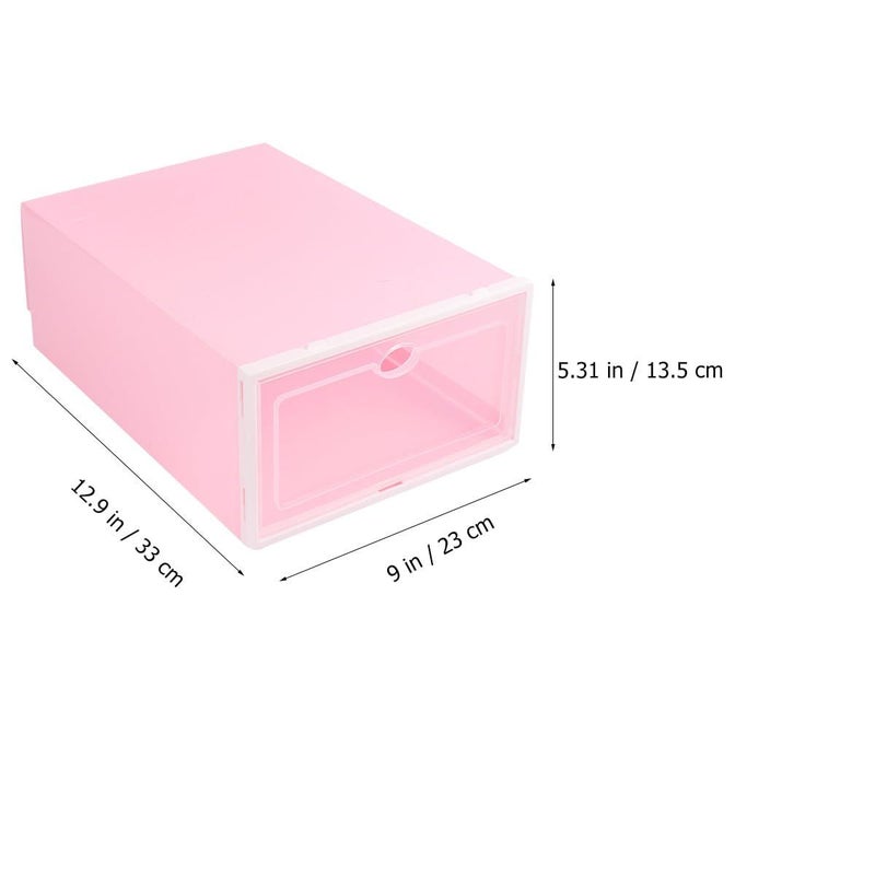 Stackable Plastic Shoe Boxes 6 Pack with White Frame Pink Lid for Closet Organization - Image 3