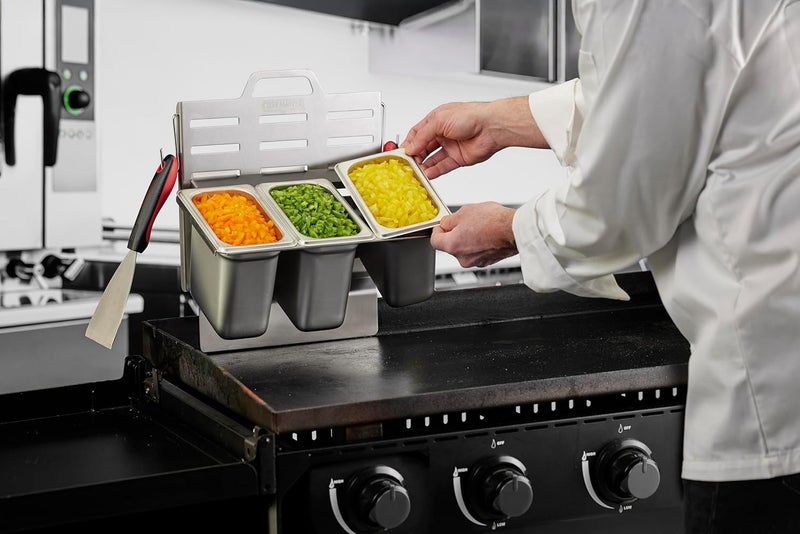 Chefmaster Steam Pan Insert & Adjustable Griddle Shelf Set – Organizer & Condiment Holder for Utensils, Ingredients & BBQ Cooking - Grill Accessories for Outdoor Grill - 90260 & 90316 - Image 2