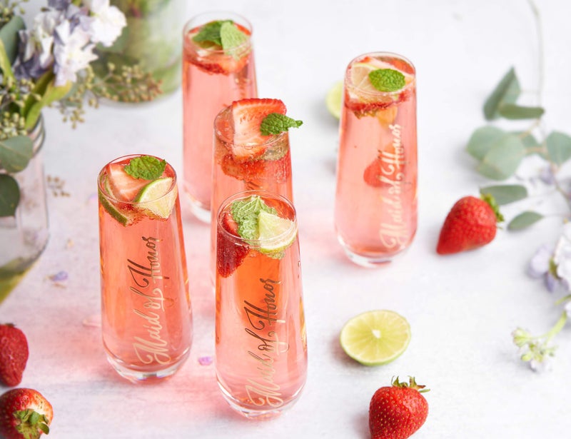Kook Bridesmaid Wine Glasses, Kook Bachelorette Party Champagne Glasses, 9.4 Oz (Bridal Set of 8), Stemless Glass Champagne Flutes, Cocktail Cups for Rose, Great for Weddings and Parties, Dishwasher Safe - Image 4