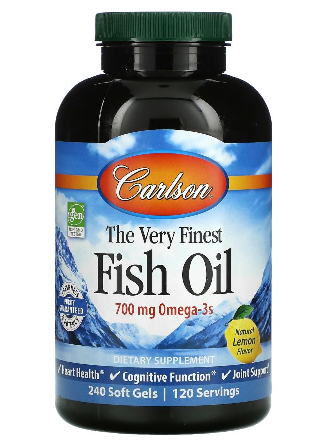 The Very Finest Fish Oil Natural Lemon 700 mg 240 Soft Gels (350 mg per Soft Gel)