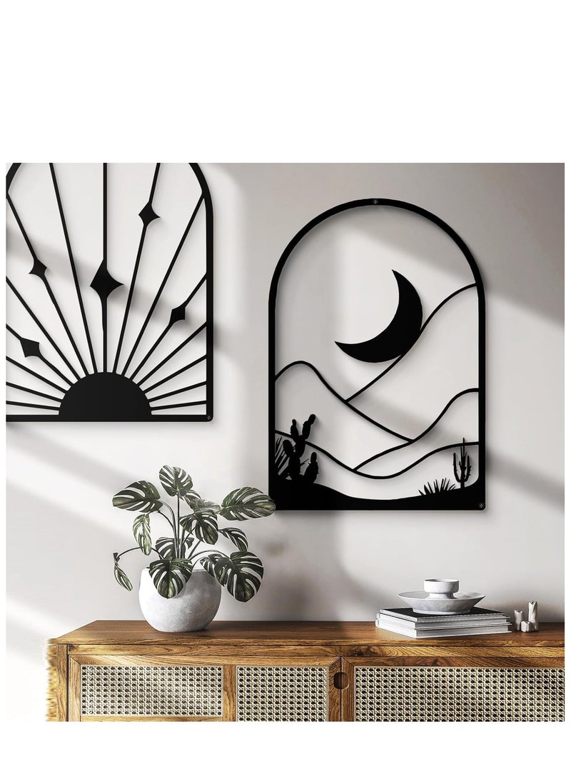 RATSAW Abstract Metal Wall Art Black Minimalist Decor Single Line Art Wall Decor 3D Textured Metal Wall Sculptures for Living Room Bedroom Bathroom Study Room 4 Pack - Image 3