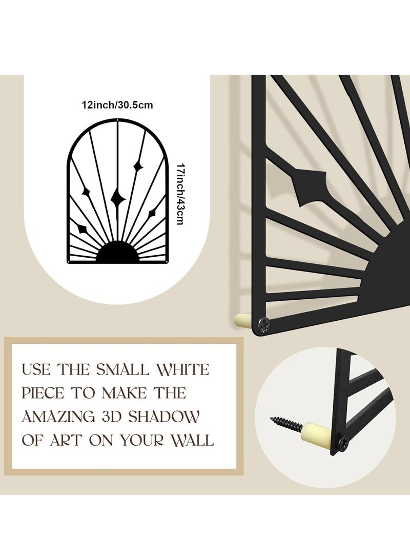 RATSAW Abstract Metal Wall Art Black Minimalist Decor Single Line Art Wall Decor 3D Textured Metal Wall Sculptures for Living Room Bedroom Bathroom Study Room 4 Pack - Image 5