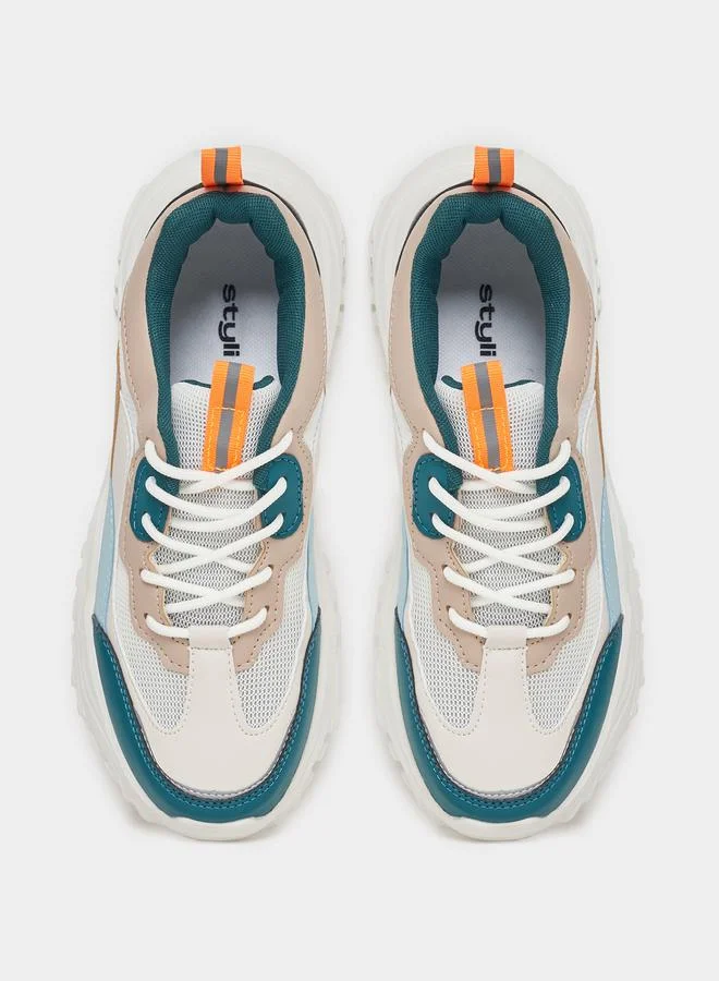 Styli Color Block Chunky Sole Sneakers