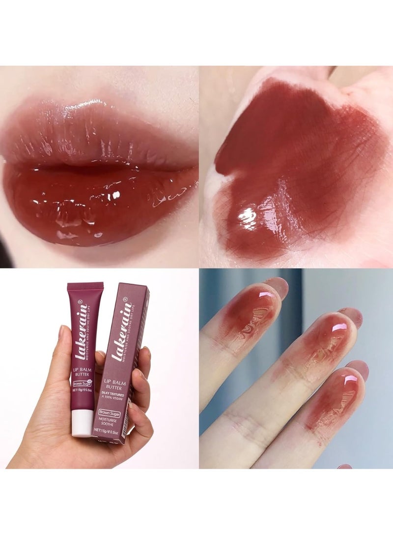 lakerain - Lip Butter Balm Moisture Hydration Lip Butter Gloss Sheer Tinted Lip Mask and Lip Balm Long Lasting Hydration and Moisturization Soothing Lip Treatment Care Makeup Shine Lip Glow Oil 03 Brown Sugar - Image 1