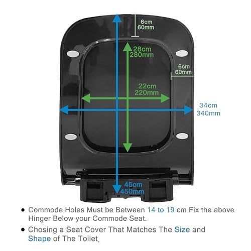 LUXART Squaricle Black Toilet Seat Cover (45 x 34 cm) with Soft Close Technology | Heavy-Duty Commode Lid | Modern Design & Glossy Finish | Easy Installation Kit Included | Ideal for western commode - Image 3