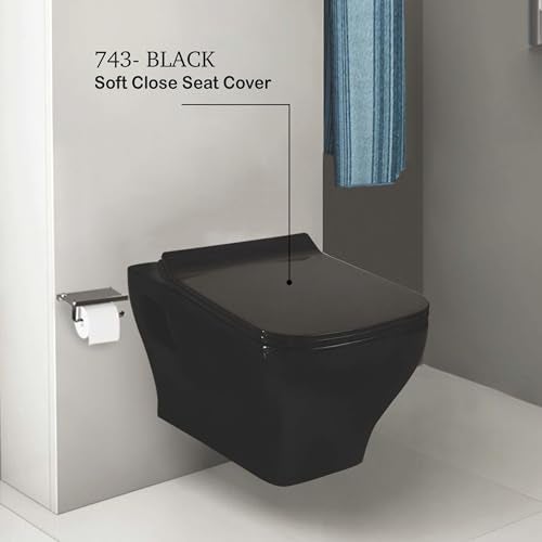 LUXART Squaricle Black Toilet Seat Cover (45 x 34 cm) with Soft Close Technology | Heavy-Duty Commode Lid | Modern Design & Glossy Finish | Easy Installation Kit Included | Ideal for western commode - Image 5
