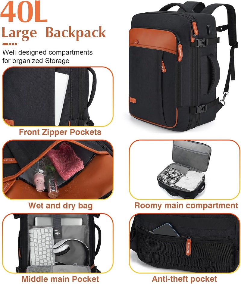 Lumesner Unisex Lumesner Travel Bussiness Laptop Backpack Carry on backpack,Travel backpack - Image 3