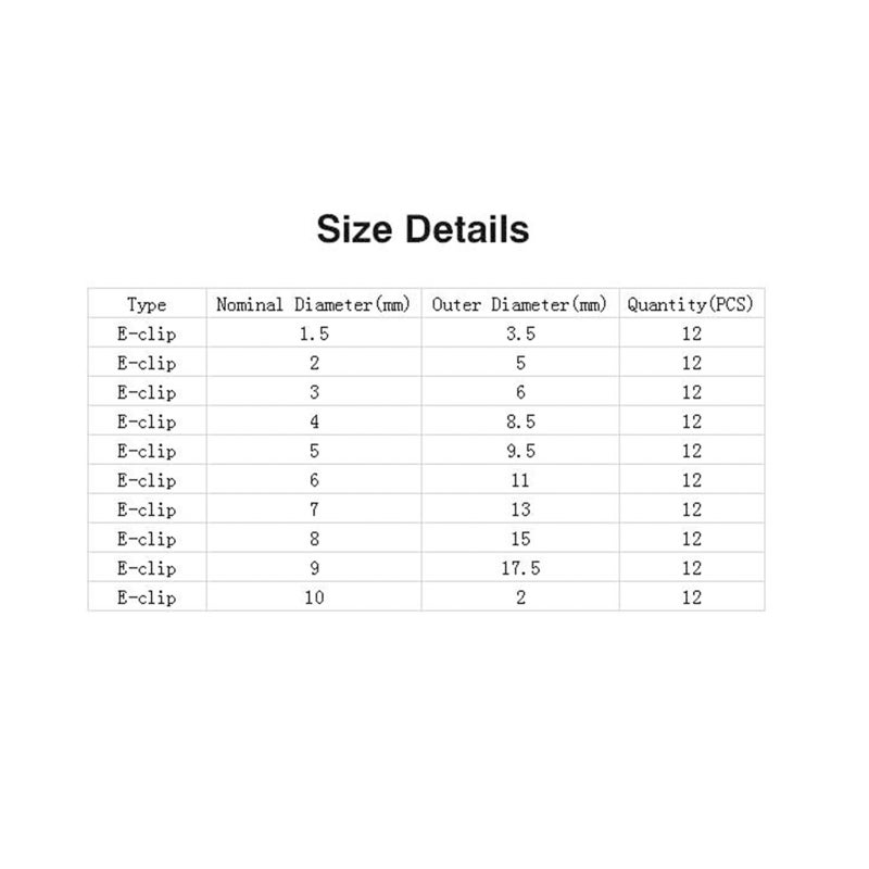 120PCS 304 Stainless Steel E-Clip Assortment Kit M1.5-10 Circlip External Retaining Rings Set - Image 2