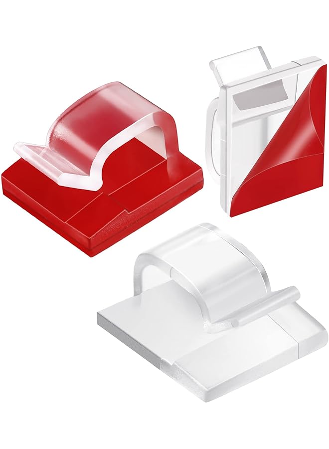 promass Cable Clips, Outdoor Light Wire Clips Adhesive Cable Hooks Cord Clips Wire Organizer Holder for Desk, Wall Cable Management, Fairy Lights, Decorations Hanging - Clear(40PCS) - Image 1