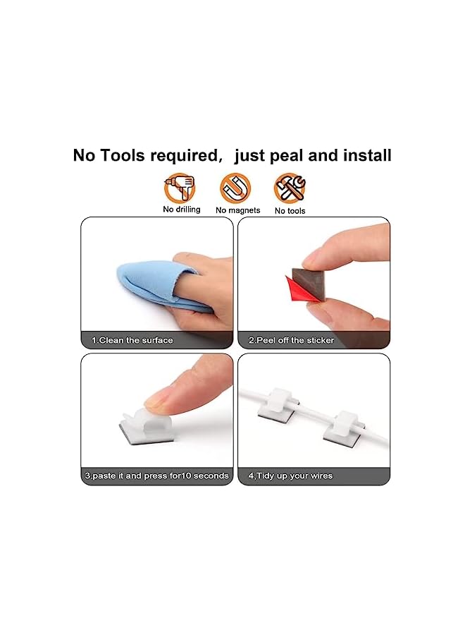 promass Cable Clips, Outdoor Light Wire Clips Adhesive Cable Hooks Cord Clips Wire Organizer Holder for Desk, Wall Cable Management, Fairy Lights, Decorations Hanging - Clear(40PCS) - Image 3