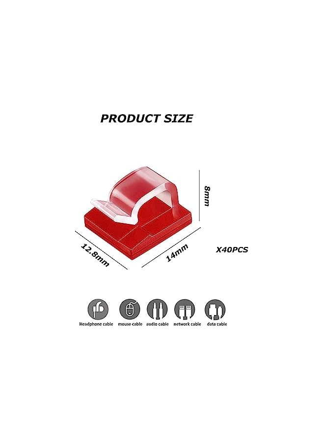 promass Cable Clips, Outdoor Light Wire Clips Adhesive Cable Hooks Cord Clips Wire Organizer Holder for Desk, Wall Cable Management, Fairy Lights, Decorations Hanging - Clear(40PCS) - Image 2