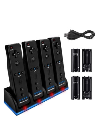 Wii Remote Controller Charger Station Upgraded, 4 Port Charging Station with 4 Batteries Pack USB Charging Cable LED Indicator Compatible with Nintendo Wii Remote Controllers - pzsku/Z9A3011E44580BA427BCFZ/45/_/1706595895/18e714b5-c9fd-4397-84c0-8e4b1fbacde1