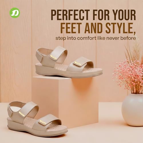 DOCTOR EXTRA SOFT Women's Comfort Sandals with Memory Foam Cushion & TPR Outsole|Stylish & Lightweight Casual & Non-Slip Diabetic | Orthopedic Flip Flops/Slippers Adjustable Strap Ladies & Girls D-619 - Image 3