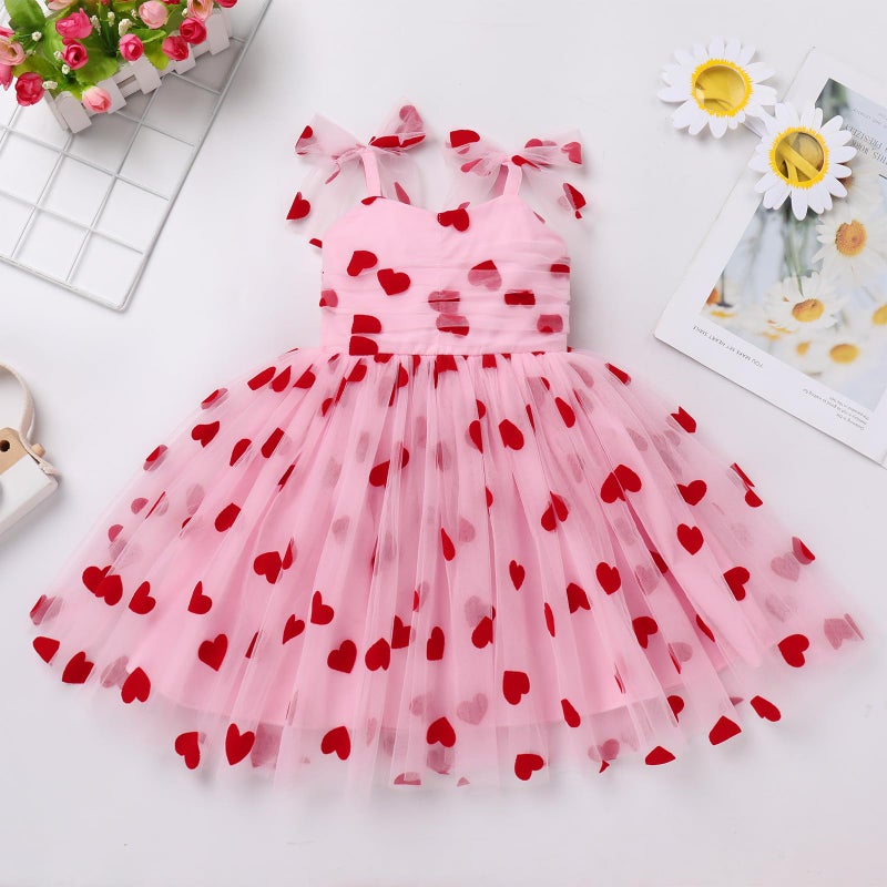 IDOPIP Baby Girls Sequin Heart Tutu Dress Summer Sleeveless Backless Princess Birthday Party Dresses Toddler Little Girl First Communion Pageant Flower Bowknot Sundress Clothes Pink Heart 12-18 Months - Image 3