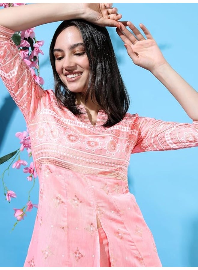 Vishudh Women's ethnic dress Cotton Blend pink 2 xl - Image 4
