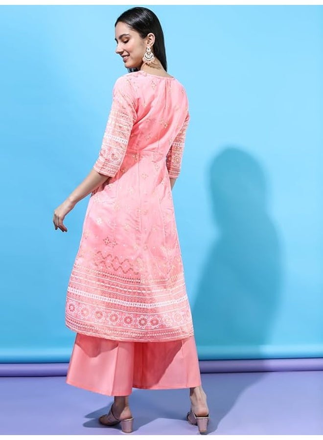 Vishudh Women's ethnic dress Cotton Blend pink 2 xl - Image 2