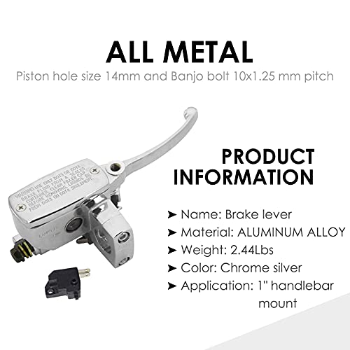 Feiteplus 1" 25mm Chrome Motorcycle ATV Handlebar Brake Master Cylinder Clutch Lever Left & Right Set - Image 3
