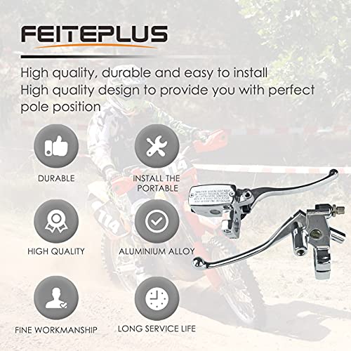 Feiteplus 1" 25mm Chrome Motorcycle ATV Handlebar Brake Master Cylinder Clutch Lever Left & Right Set - Image 2