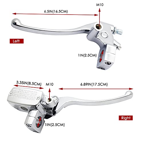 Feiteplus 1" 25mm Chrome Motorcycle ATV Handlebar Brake Master Cylinder Clutch Lever Left & Right Set - Image 5