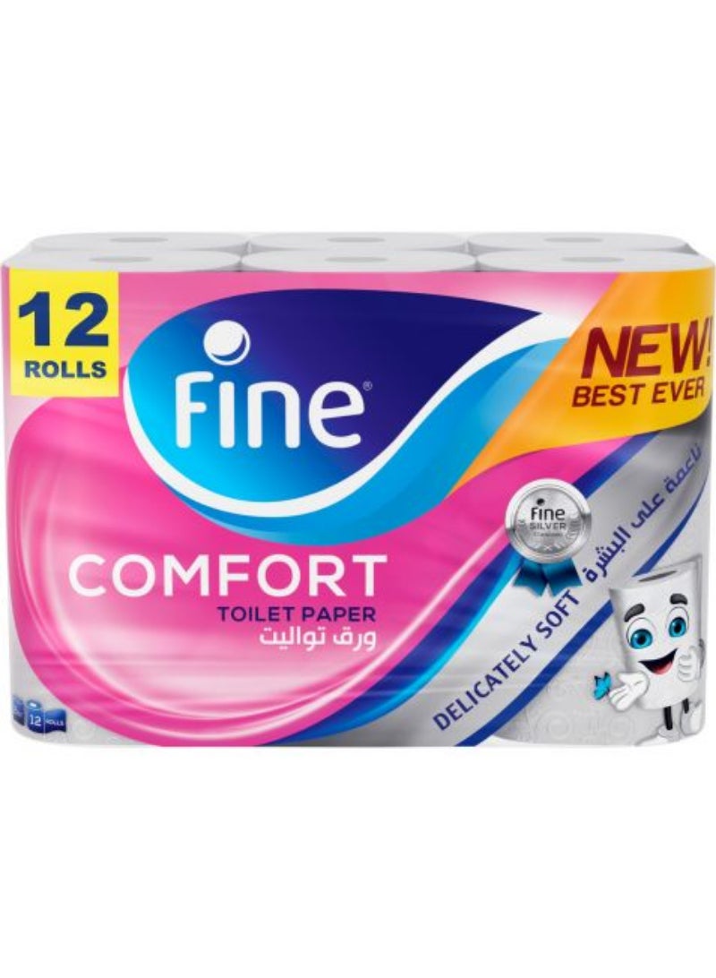 Fine Toilet Paper Fine Comfort 180 Sheets, 2 Ply 12 Rolls