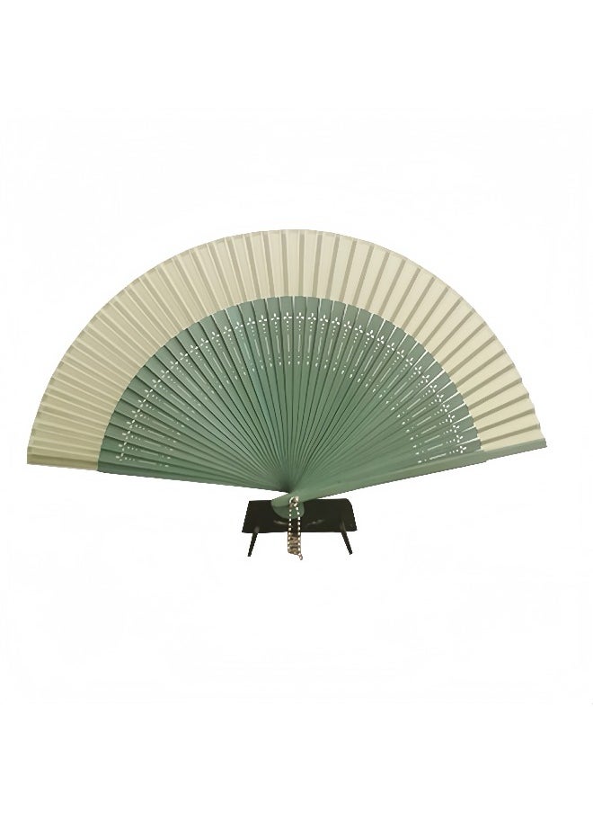Generic Handmade folding fan for summer use-green  - Image 1
