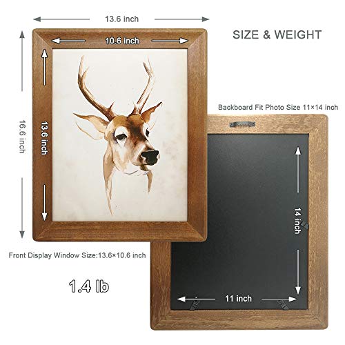 icheesday Rustic Picture Frames 11x14, Made of Brown Solid Wood for Wall Mounting Display Photos Diploma Certificate Award - Image 3