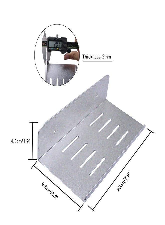 SinLoon 7.8 Inch Small Shelf in Flat Satin Aluminum Bathroom Shelf Wall Mount for Small Speaker Smartphone, Tablet, Toiletries Silver 2 Pack - Image 2