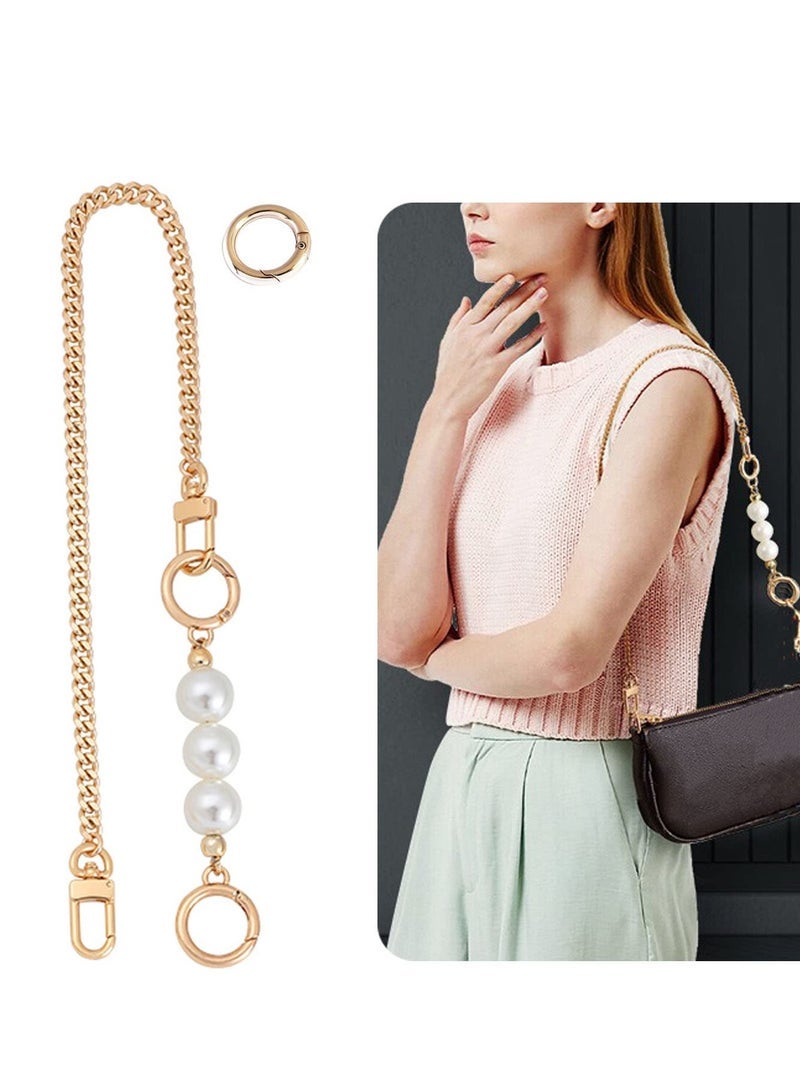 KASTWAVE Bag Extension Chain 23 Inch Purse Chain with Pearl Strap Spring O Ring Buckle Gold Replacement Strap Universal Handbag Shoulder Crossbody Bag Chain Strap Extender WomenS Gift - Image 1