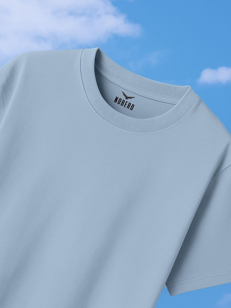 NOBERO Men's Light Blue Oversized Cotton T-Shirt - Image 2